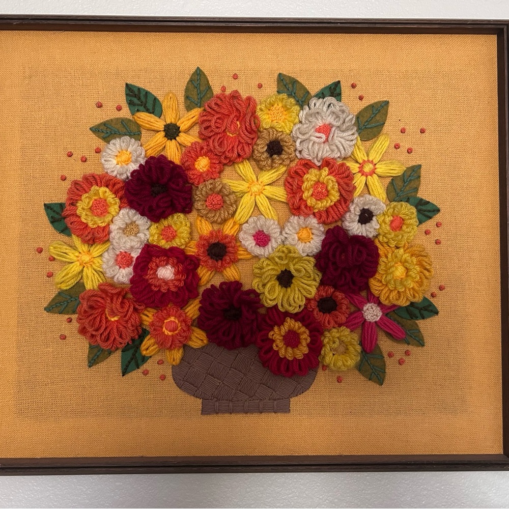 Floral Embroidery Art on Canvas